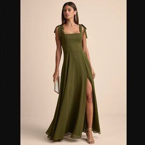 Lulus Love Me Forever Olive Green Square Neck Maxi Dress - Size XL